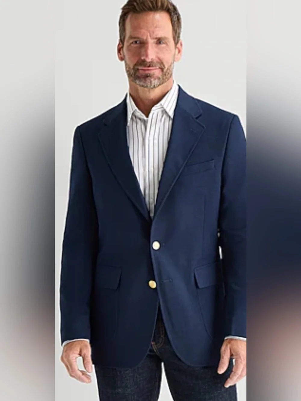 Stafford Navy Wool Blend Lightweight Sport Coat with Gold Buttons 42R